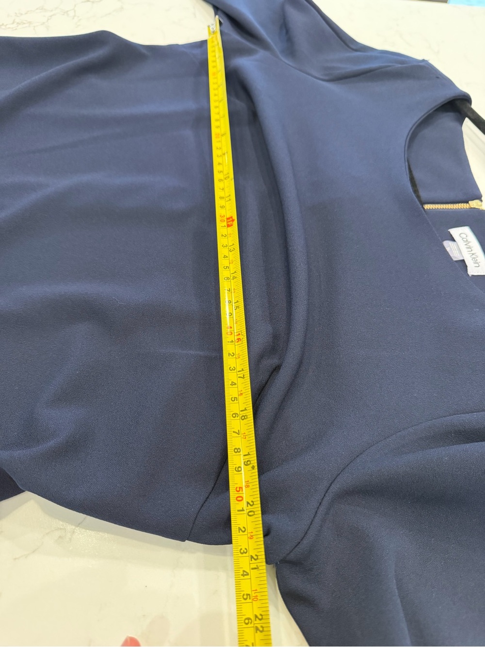 Calvin Klein Navy Bell-Sleeve Shift Dress - Picture 8 of 10